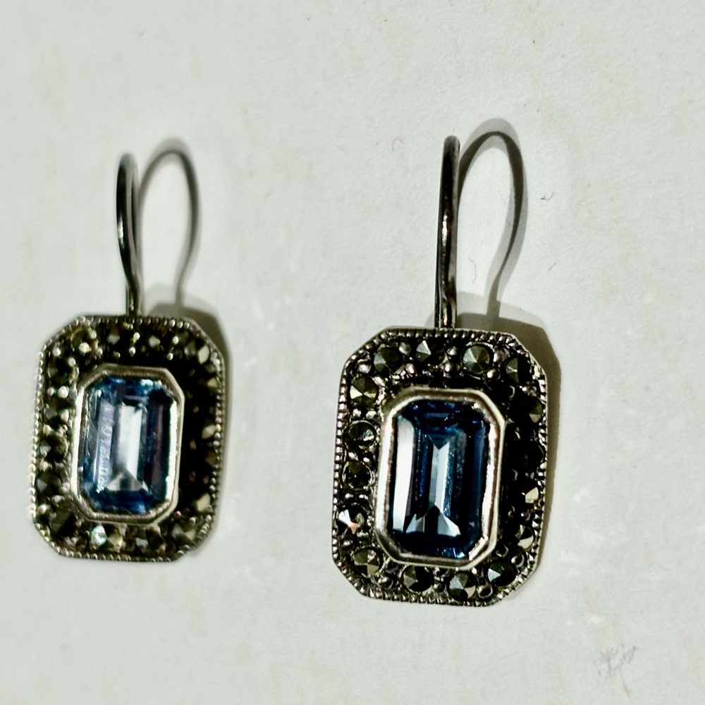 Vintage Elegant Sterling Silver and Topaz Earrings